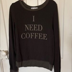 Wildfox Brown Sweatshirt with Coffee Statement